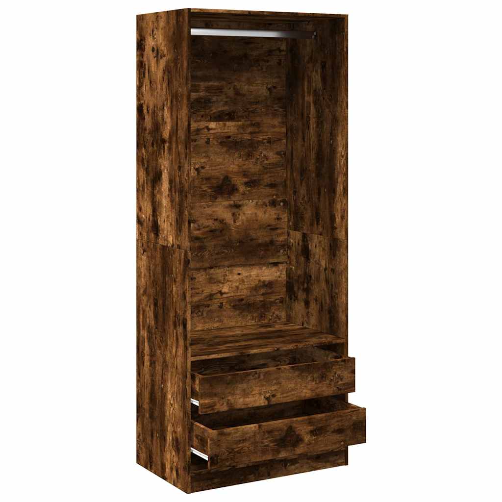 vidaXL Wardrobe Smoked Oak 80x50x200 cm Engineered Wood 5