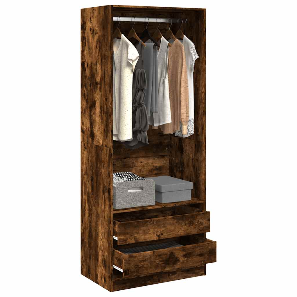 vidaXL Wardrobe Smoked Oak 80x50x200 cm Engineered Wood 1