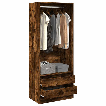 vidaXL Wardrobe Smoked Oak 80x50x200 cm Engineered Wood 1