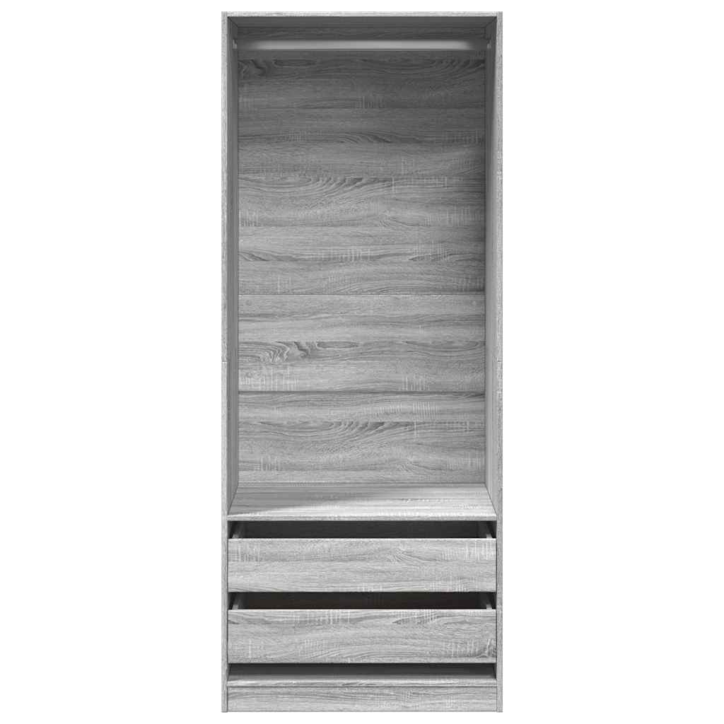 vidaXL Wardrobe Grey Sonoma 80x50x200 cm Engineered Wood 4