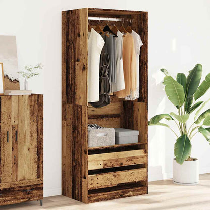 vidaXL Wardrobe Old Wood 80x50x200 cm Engineered Wood 3