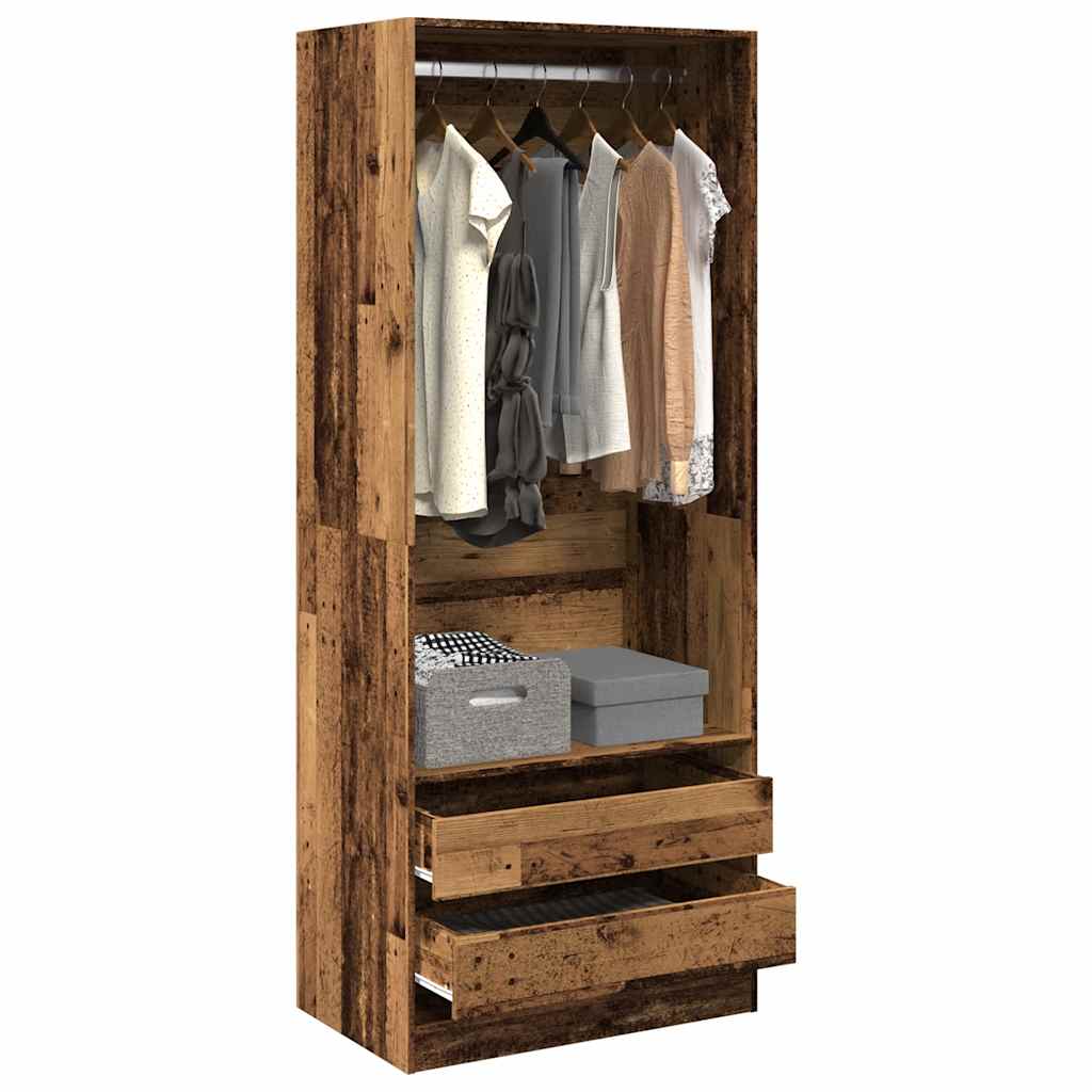 vidaXL Wardrobe Old Wood 80x50x200 cm Engineered Wood 1