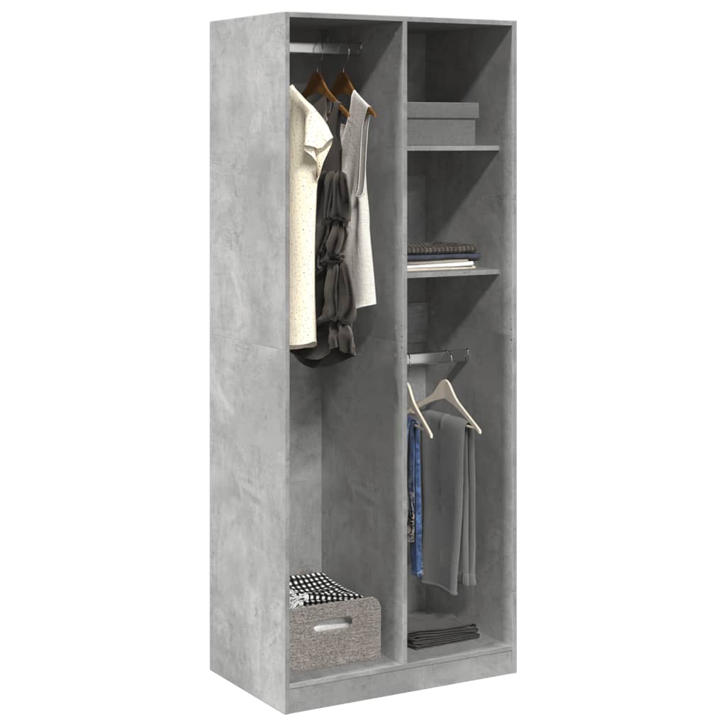 vidaXL Wardrobe Concrete Grey 80x50x200 cm Engineered Wood 1