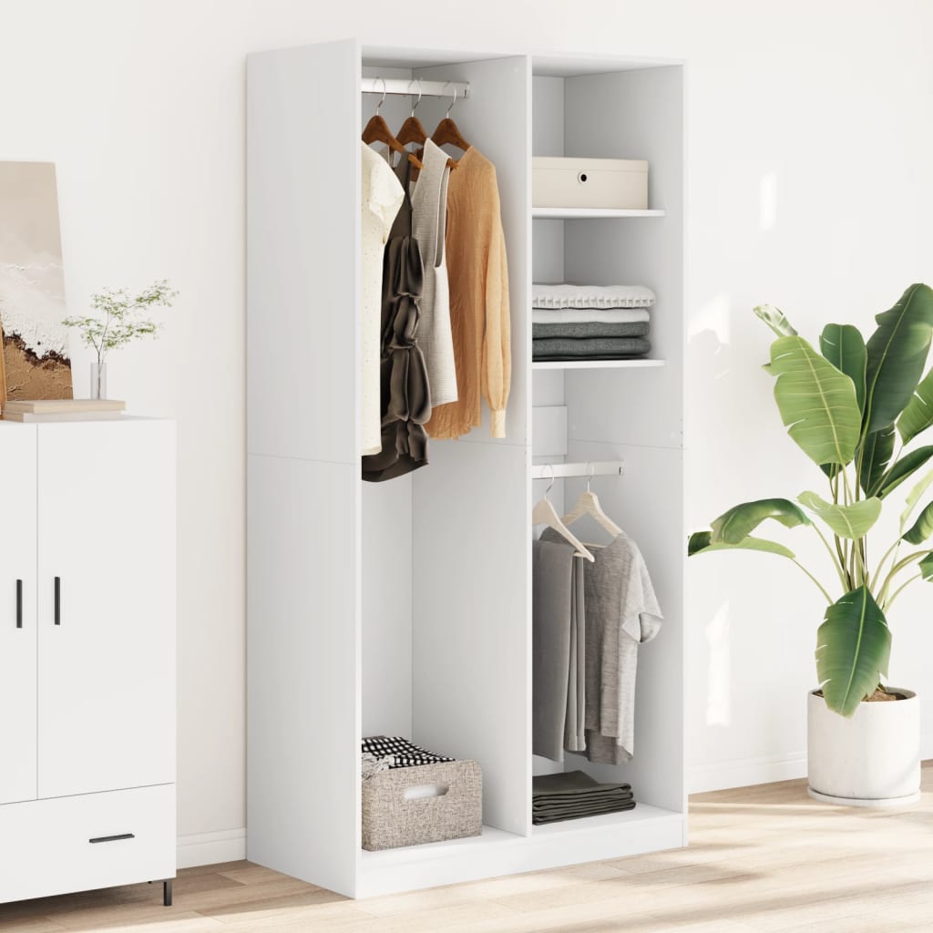vidaXL Wardrobe White 100x50x200 cm Engineered Wood 3