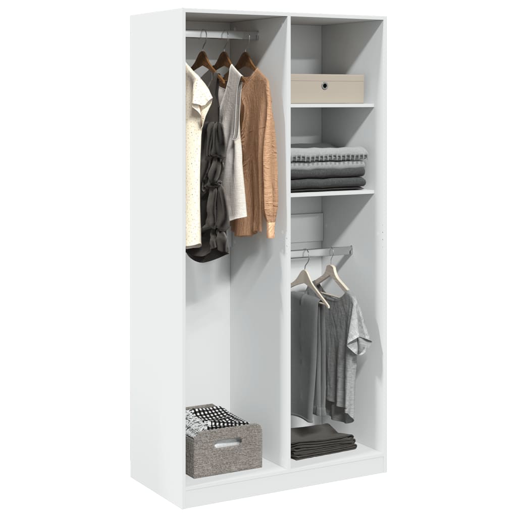 vidaXL Wardrobe White 100x50x200 cm Engineered Wood 1