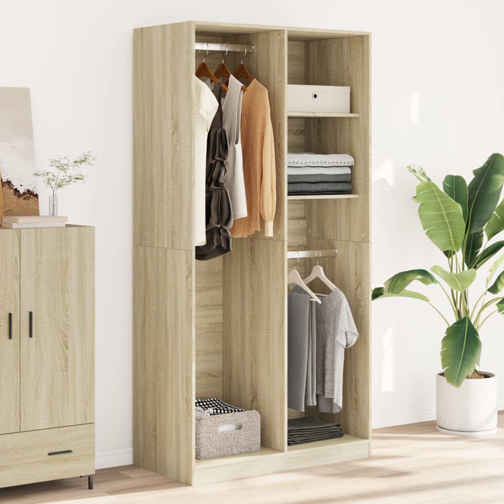 vidaXL Wardrobe Sonoma Oak 100x50x200 cm Engineered Wood 3