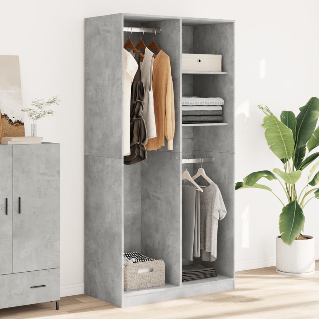 vidaXL Wardrobe Concrete Grey 100x50x200 cm Engineered Wood 3