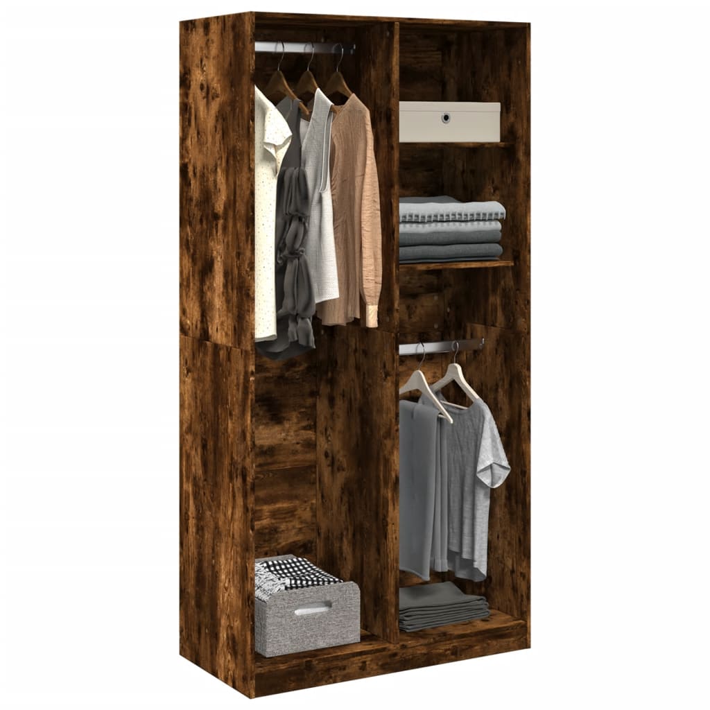 vidaXL Wardrobe Smoked Oak 100x50x200 cm Engineered Wood 1