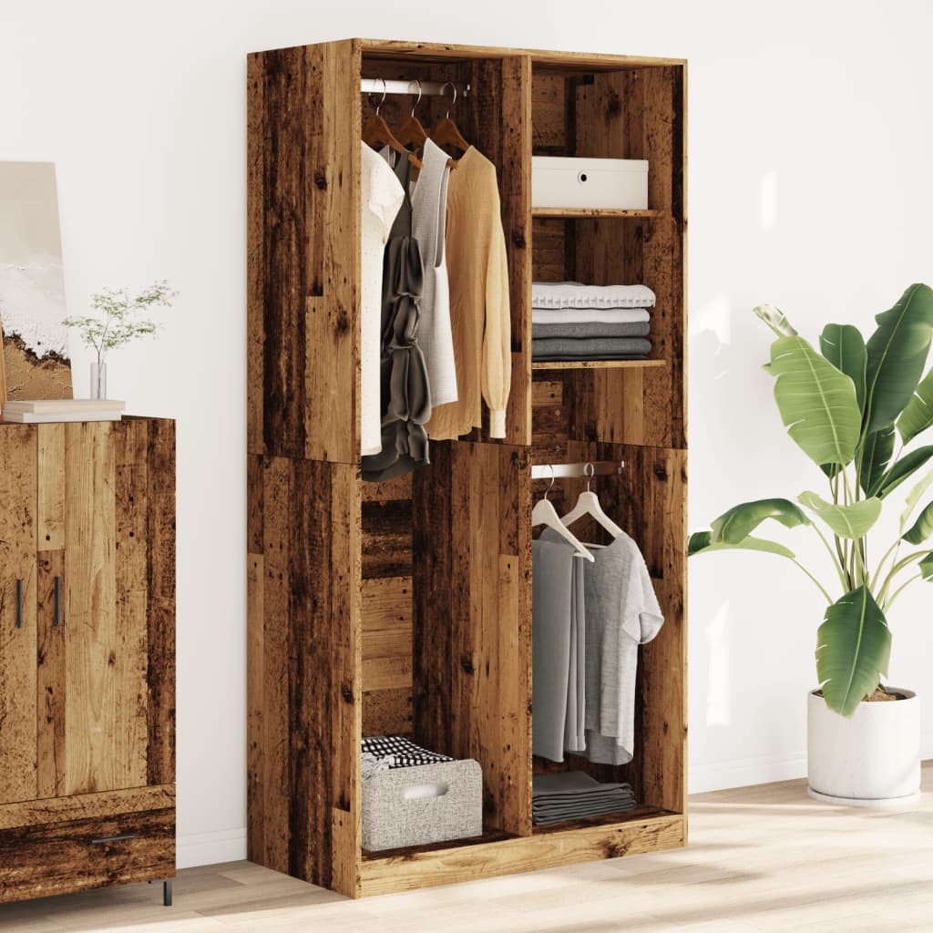 vidaXL Wardrobe Old Wood 100x50x200 cm Engineered Wood 3