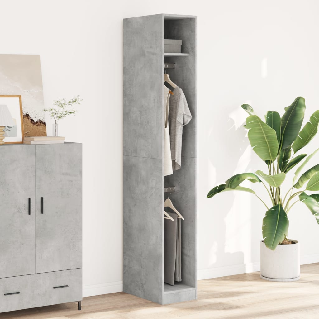 vidaXL Wardrobe Concrete Grey 30x50x200 cm Engineered Wood 3
