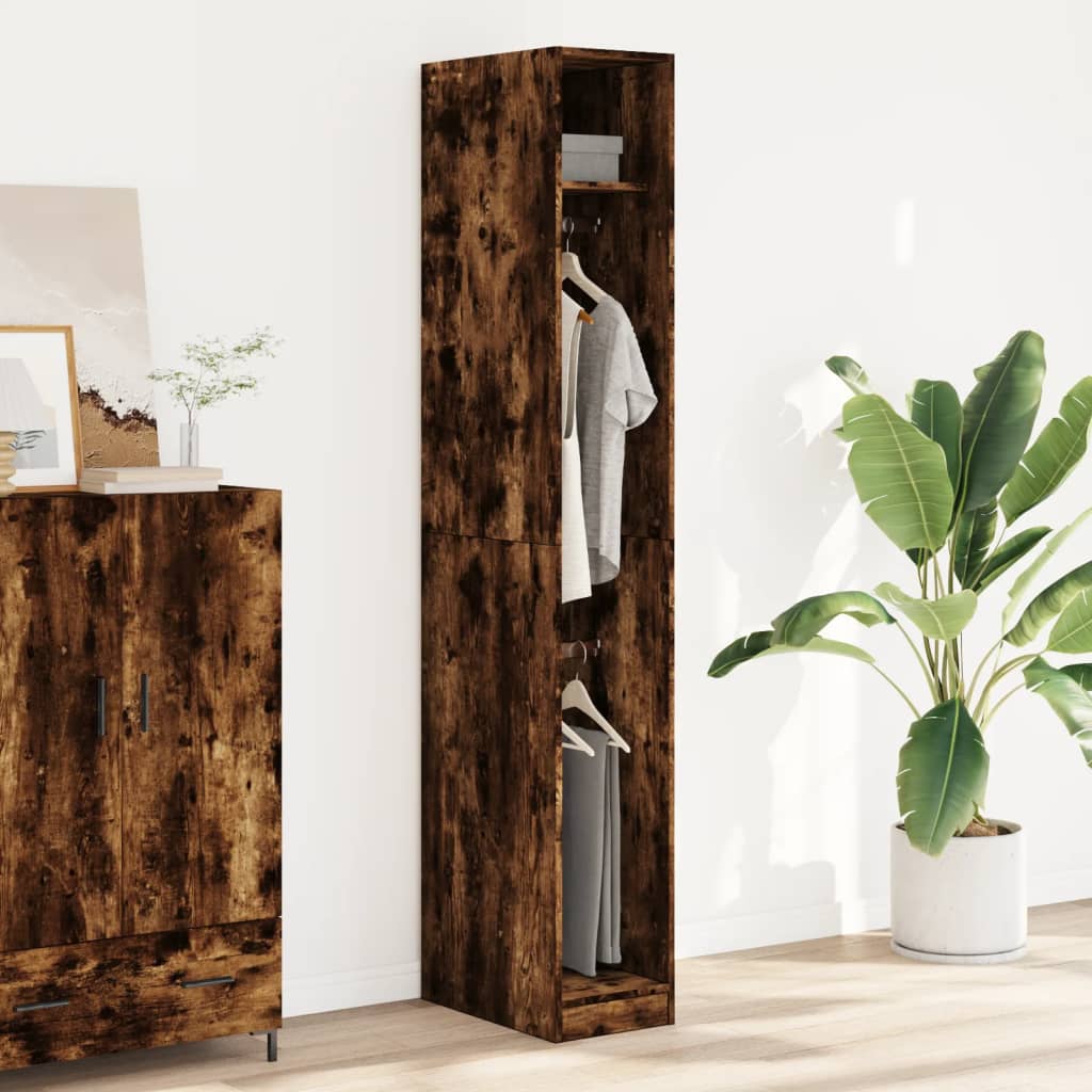 vidaXL Wardrobe Smoked Oak 30x50x200 cm Engineered Wood 3