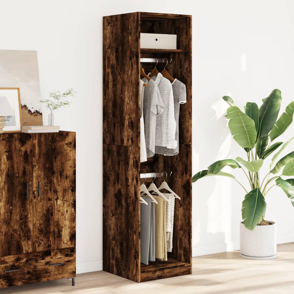 vidaXL Wardrobe Smoked Oak 50x50x200 cm Engineered Wood 3