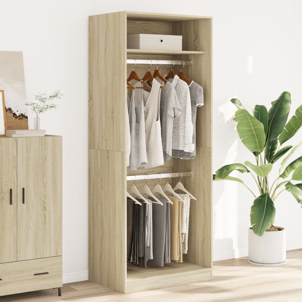 vidaXL Wardrobe Sonoma Oak 80x50x200 cm Engineered Wood 3