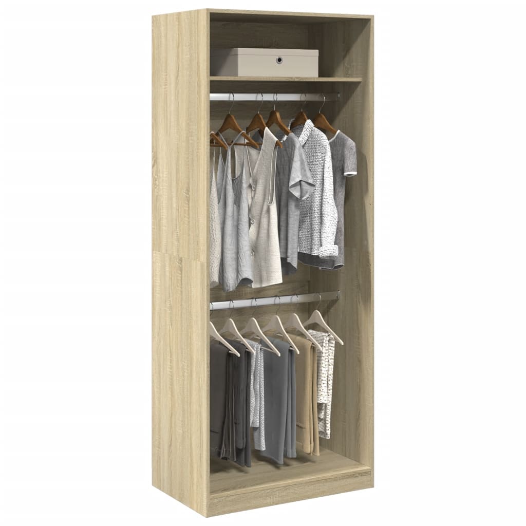 vidaXL Wardrobe Sonoma Oak 80x50x200 cm Engineered Wood 1