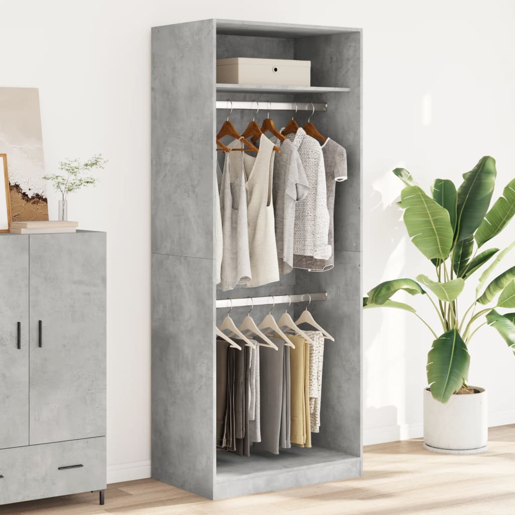 vidaXL Wardrobe Concrete Grey 80x50x200 cm Engineered Wood 3