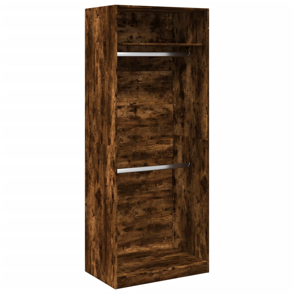 vidaXL Wardrobe Smoked Oak 80x50x200 cm Engineered Wood 2