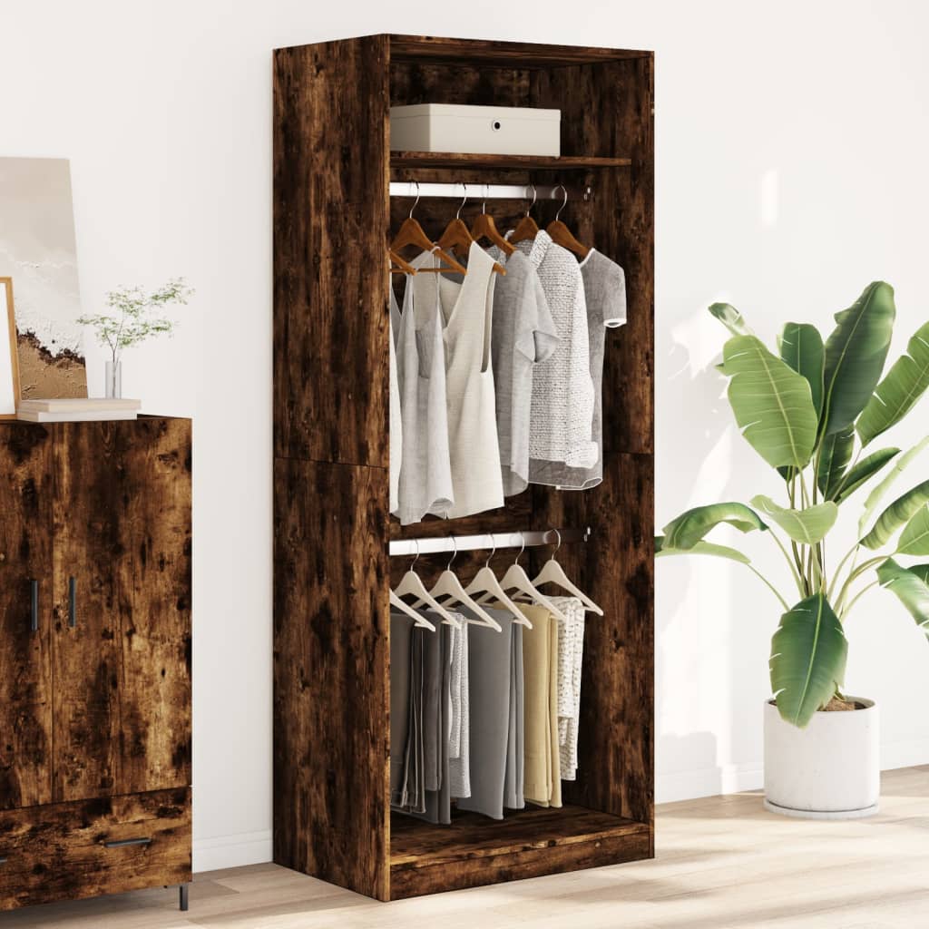 vidaXL Wardrobe Smoked Oak 80x50x200 cm Engineered Wood 3