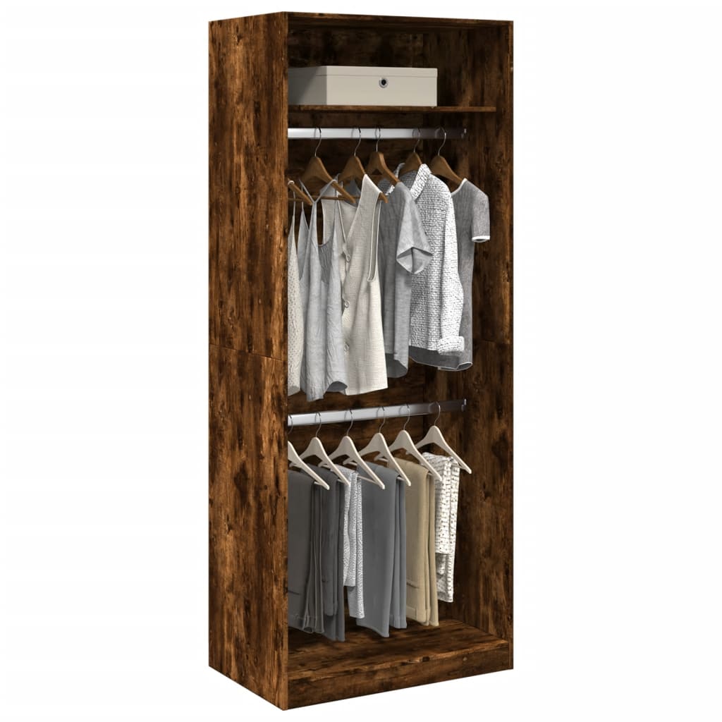 vidaXL Wardrobe Smoked Oak 80x50x200 cm Engineered Wood 1