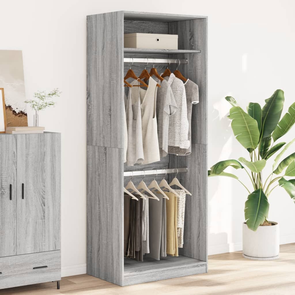 vidaXL Wardrobe Grey Sonoma 80x50x200 cm Engineered Wood 3