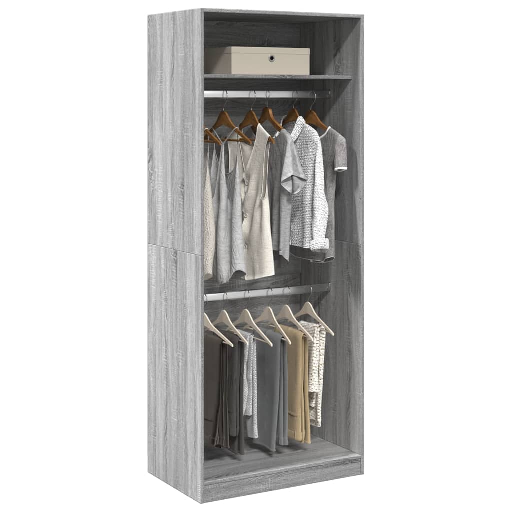 vidaXL Wardrobe Grey Sonoma 80x50x200 cm Engineered Wood 1