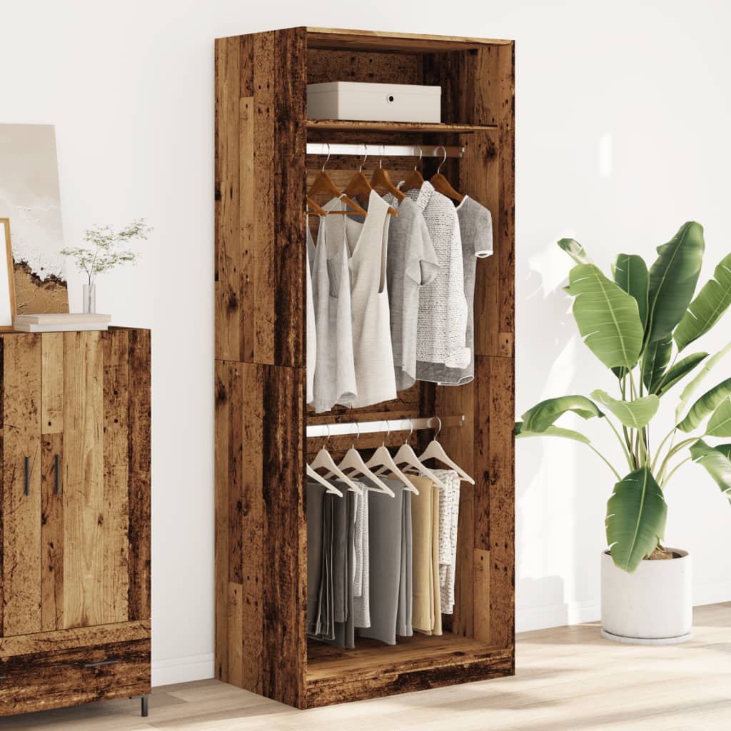 vidaXL Wardrobe Old Wood 80x50x200 cm Engineered Wood 3