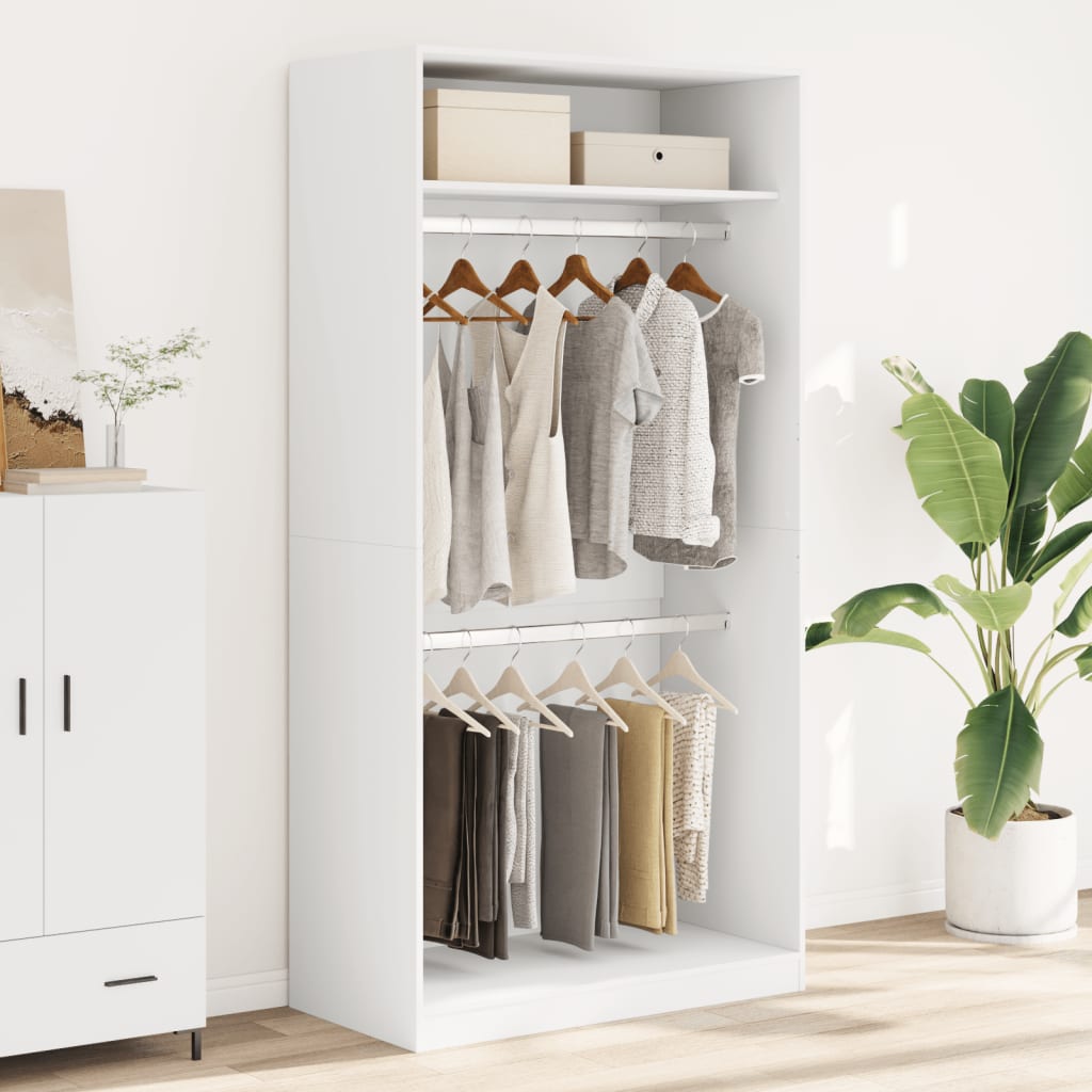 vidaXL Wardrobe White 100x50x200 cm Engineered Wood 3