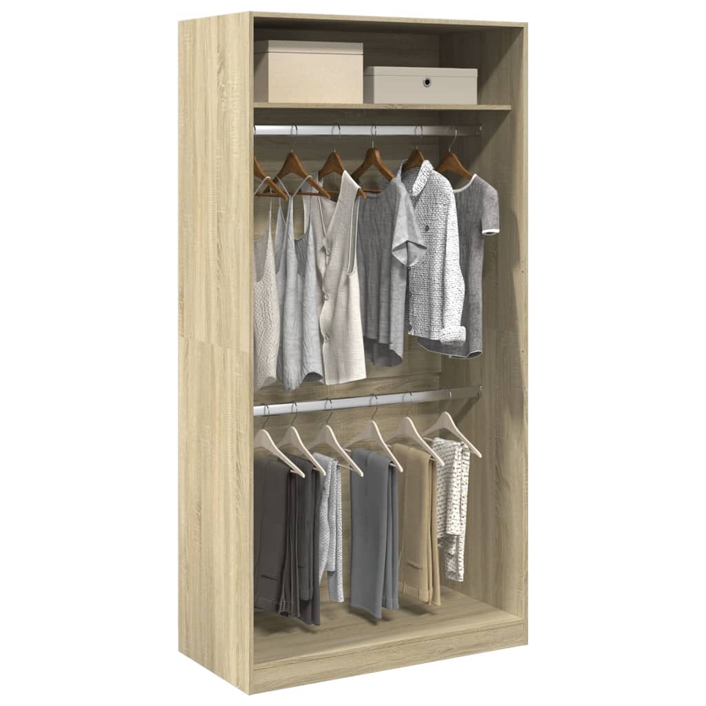 vidaXL Wardrobe Sonoma Oak 100x50x200 cm Engineered Wood 1