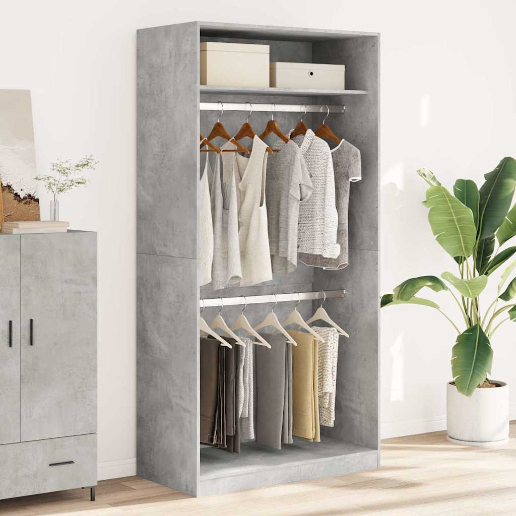 vidaXL Wardrobe Concrete Grey 100x50x200 cm Engineered Wood 3