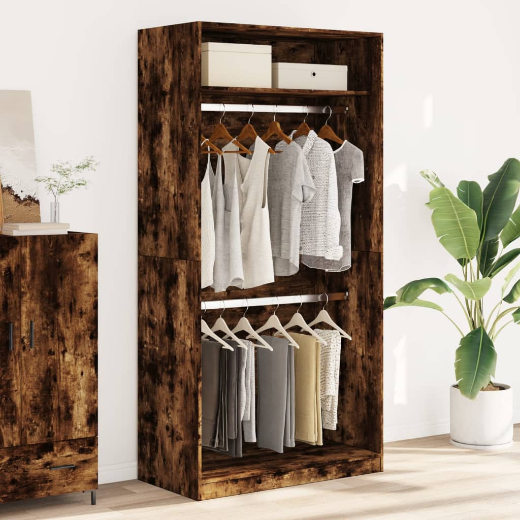 vidaXL Wardrobe Smoked Oak 100x50x200 cm Engineered Wood 3