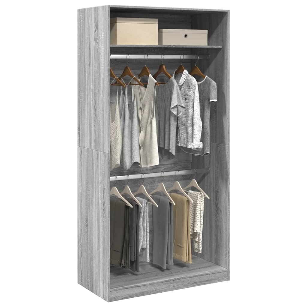 vidaXL Wardrobe Grey Sonoma 100x50x200 cm Engineered Wood 1