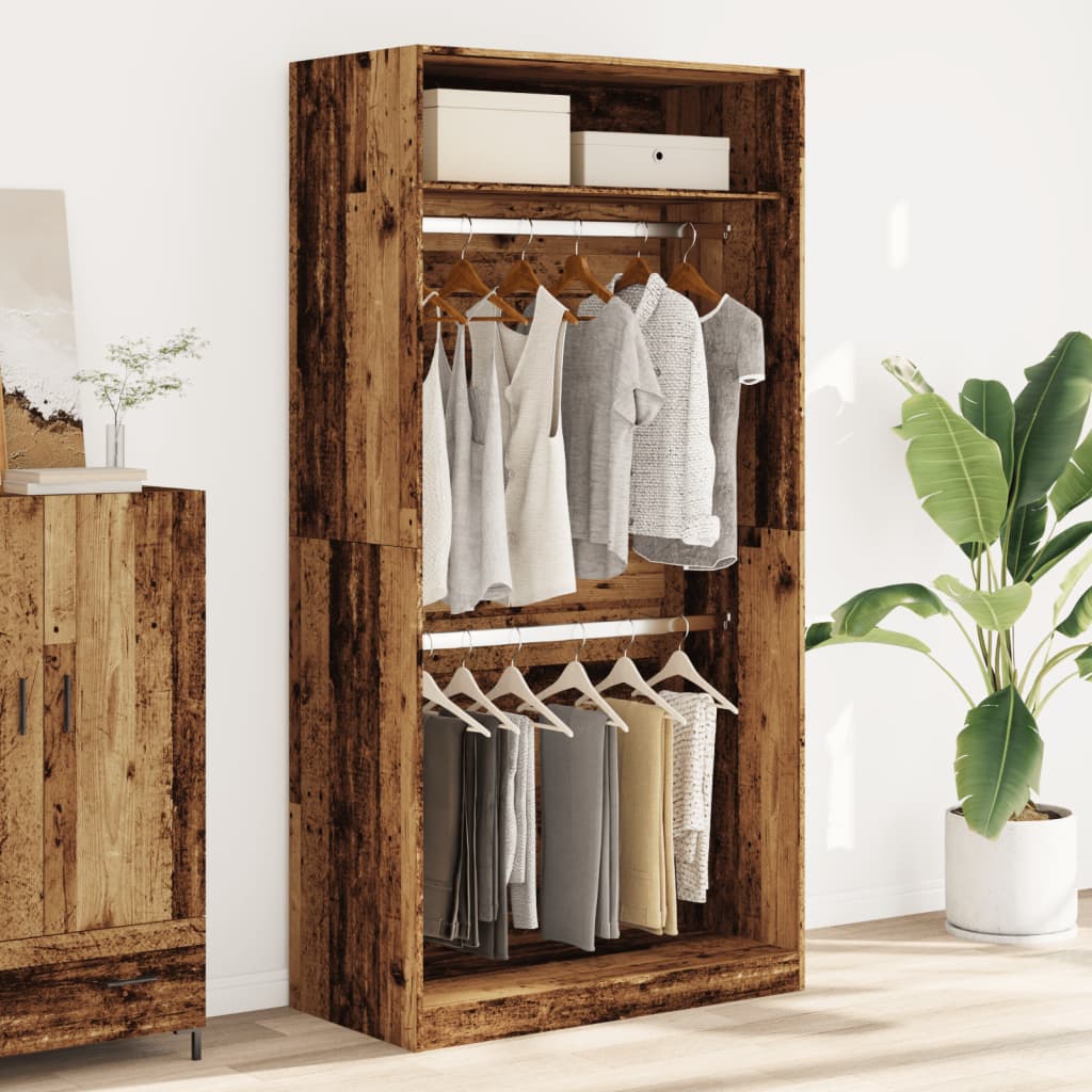 vidaXL Wardrobe Old Wood 100x50x200 cm Engineered Wood 3