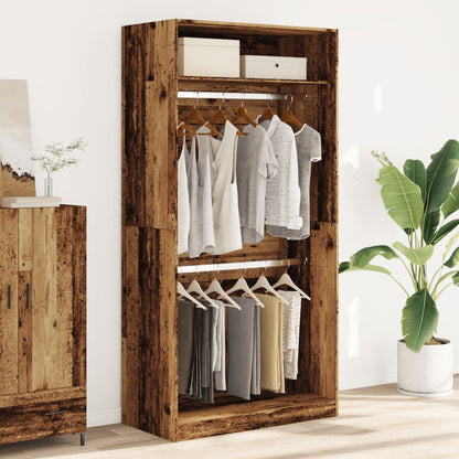 vidaXL Wardrobe Old Wood 100x50x200 cm Engineered Wood 3