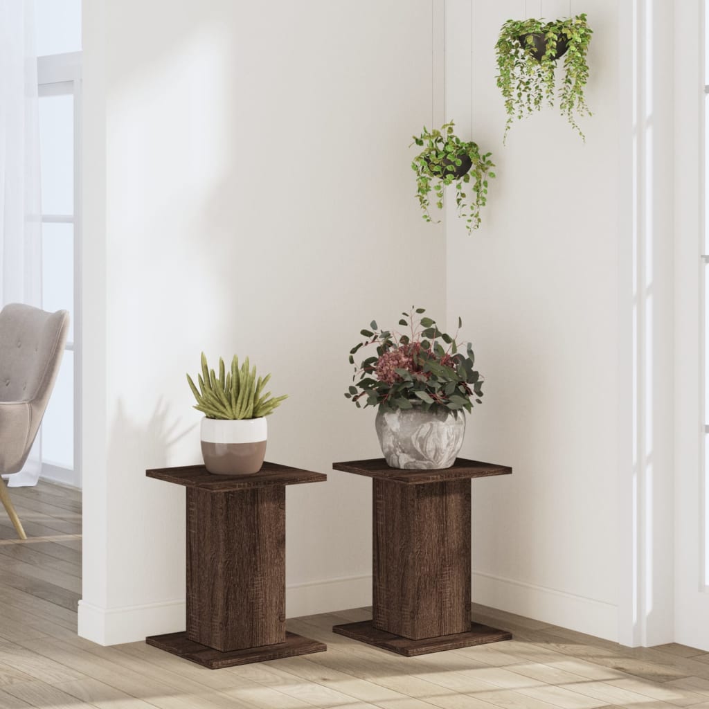 vidaXL Plant Stands 2 pcs Brown Oak 30x30x40 cm Engineered Wood 3