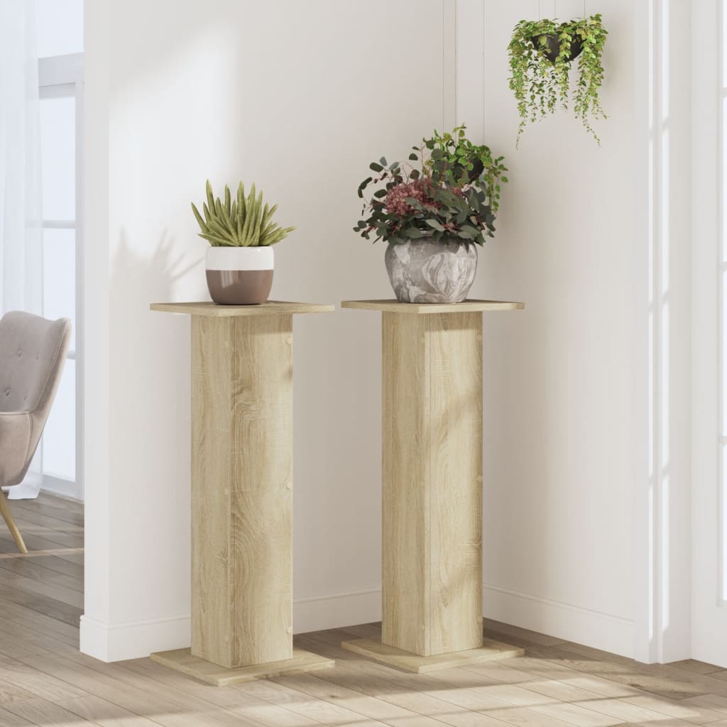 vidaXL Plant Stands 2 pcs Sonoma Oak 30x30x80 cm Engineered Wood 3