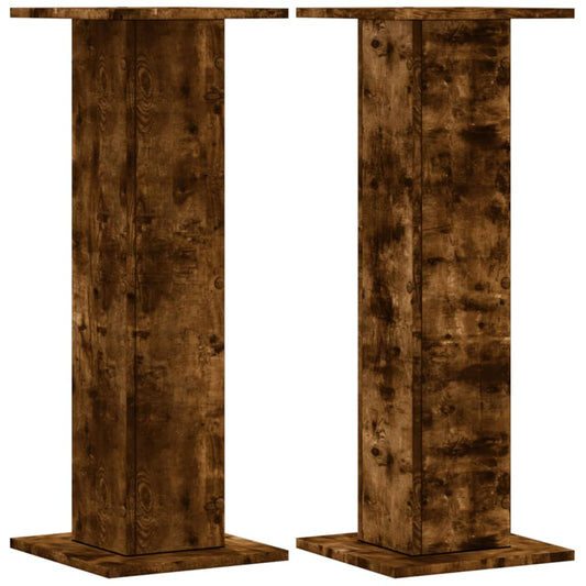 vidaXL Plant Stands 2 pcs Smoked Oak 30x30x80 cm Engineered Wood 2