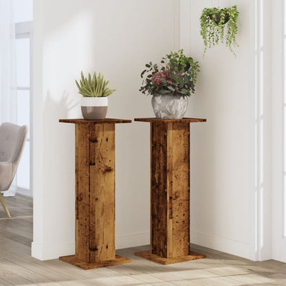 vidaXL Plant Stands 2 pcs Old Wood 30x30x80 cm Engineered Wood 3