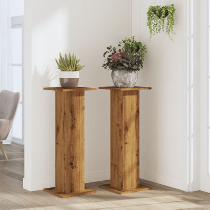 vidaXL Plant Stands 2 pcs Artisian Oak 30x30x80 cm Engineered Wood 3