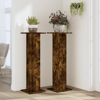 vidaXL Plant Stands 2 pcs Smoked Oak 30x30x95 cm Engineered Wood 3