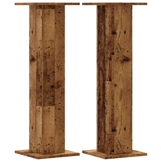 vidaXL Plant Stands 2 pcs Old Wood 30x30x95 cm Engineered Wood 2
