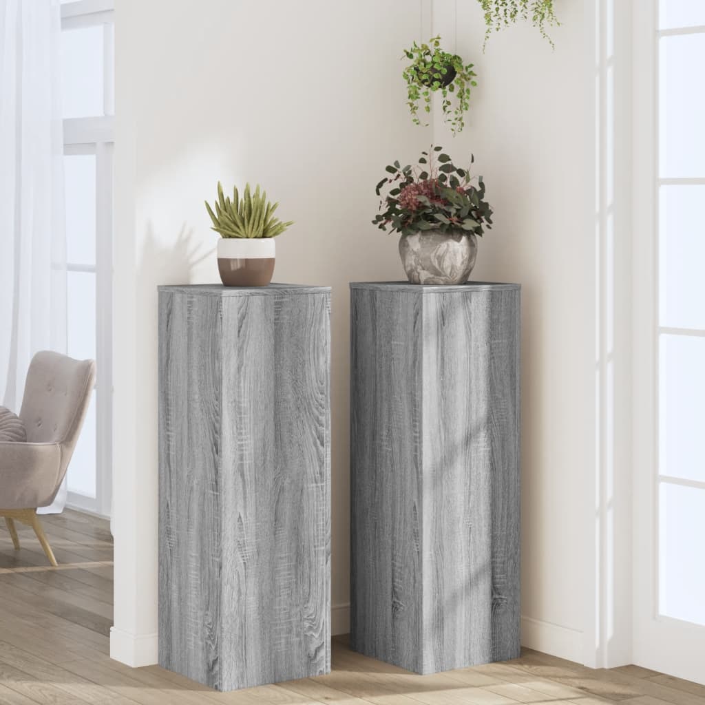 vidaXL Plant Stand 2 pcs Grey Sonoma 33 x 33 x 100 cm Engineered Wood 3