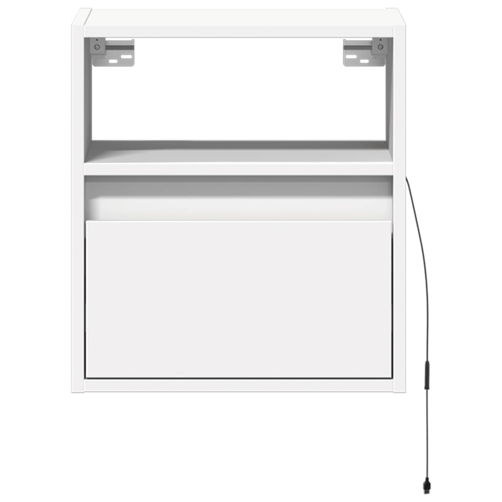 vidaXL Wall-mounted Bedside Cabinets with LED Lights 2 pcs White 6