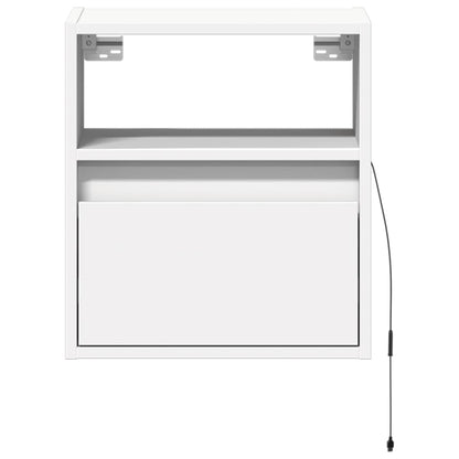 vidaXL Wall-mounted Bedside Cabinets with LED Lights 2 pcs White 6