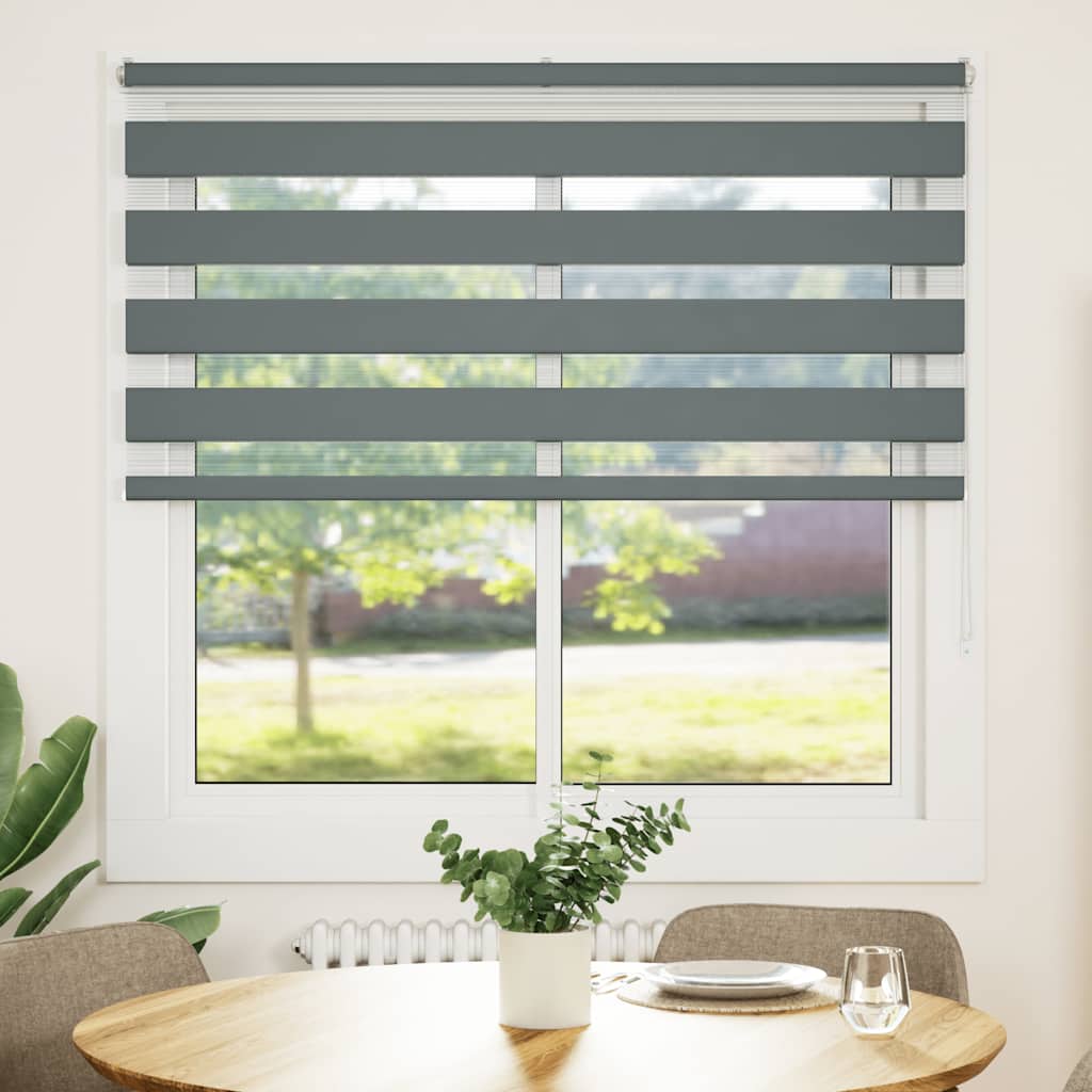 vidaXL Zebra Blind Dark Grey 140x150cm Fabric Width 135.9 cm Polyester 1
