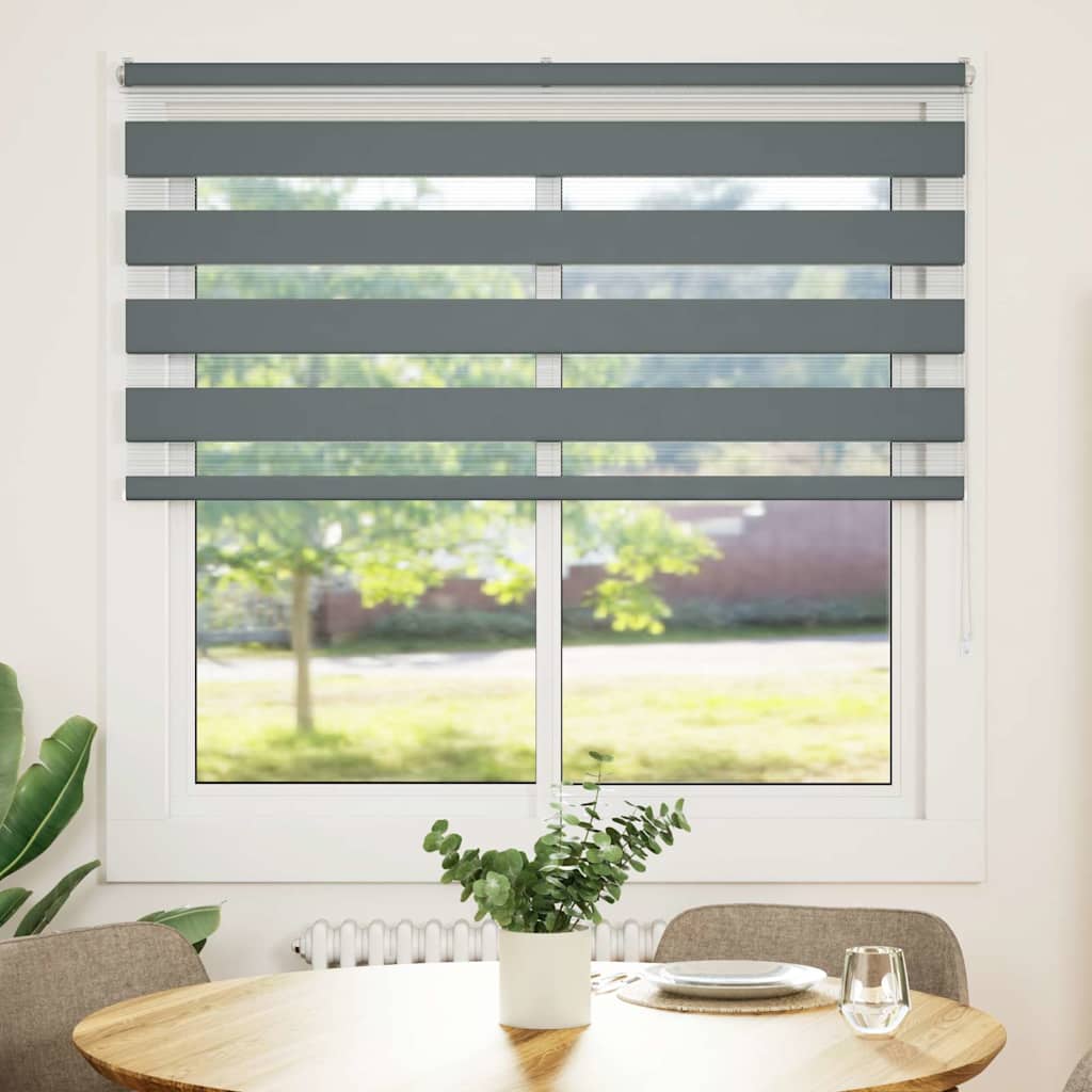 vidaXL Zebra Blind Dark Grey 150x150 cm Fabric Width 145.9 cm Polyester 2