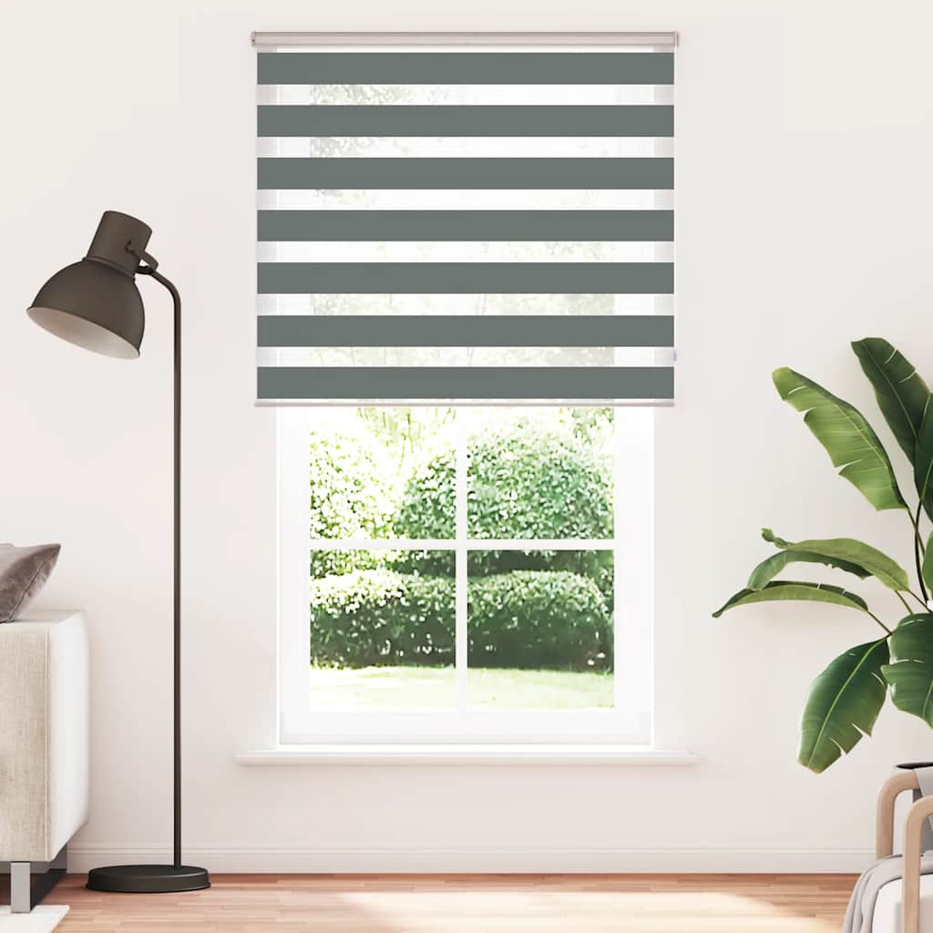 vidaXL Zebra Blind Dark Grey 120x200 cm Fabric Width 115.9 cm Polyester 2
