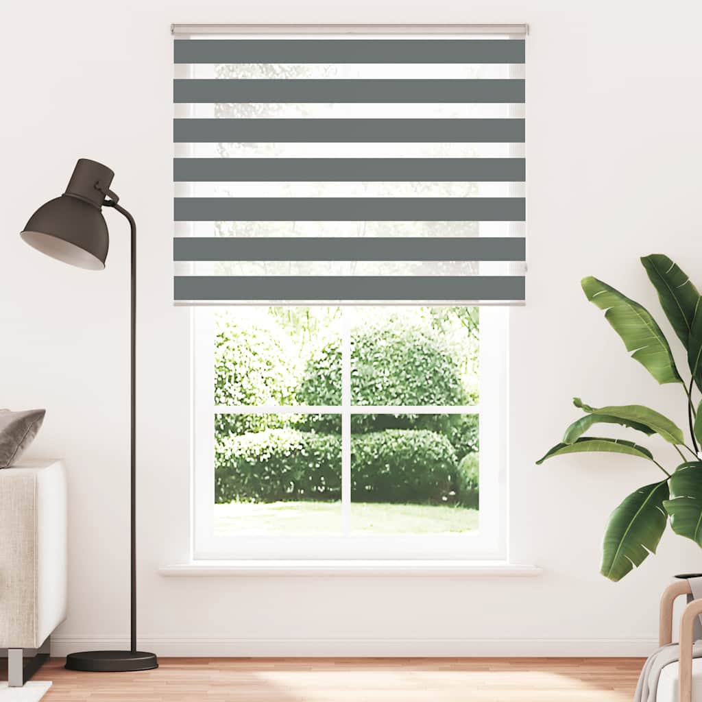 vidaXL Zebra Blind Dark Grey 140x200 cm Fabric Width 135.9 cm Polyester 2