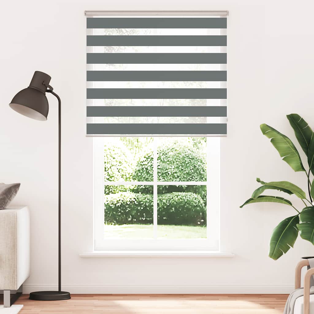 vidaXL Zebra Blind Dark Grey 120x230 cm Fabric Width 115.9 cm Polyester 2