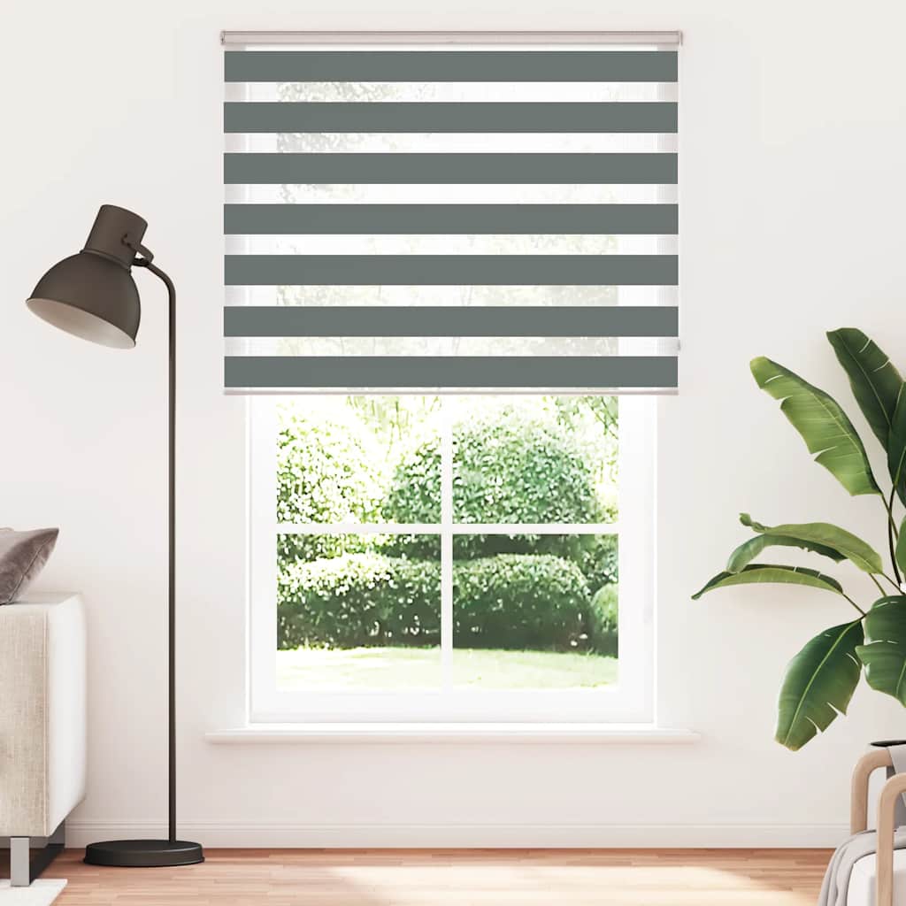 vidaXL Zebra Blind Dark Grey 150x230 cm Fabric Width 145.9 cm Polyester 2