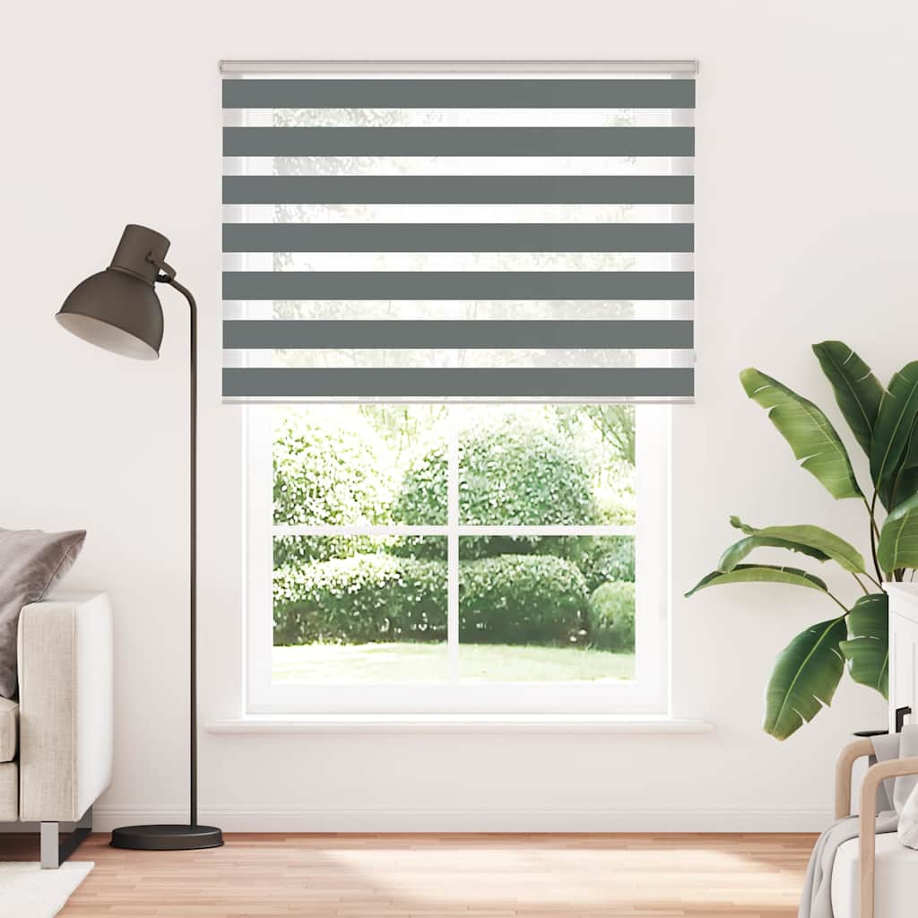 vidaXL Zebra Blind Dark Grey 155x230cm Fabric Width 150.9 cm Polyester 1