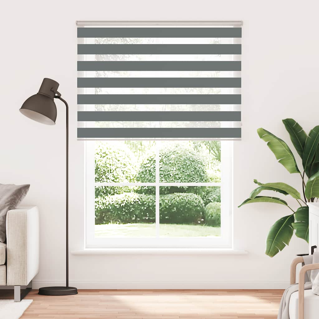 vidaXL Zebra Blind Dark Grey 160x230 cm Fabric Width 155.9 cm Polyester 2